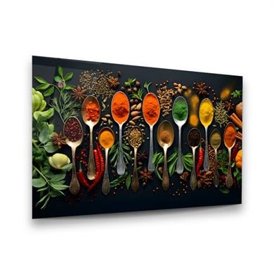Baharatlar 2 Yatay Cam Tablo-Glass Art Concept