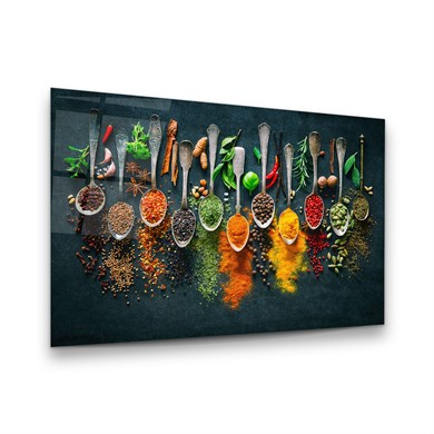 Baharatlar 3 Yatay Cam Tablo-Glass Art Concept