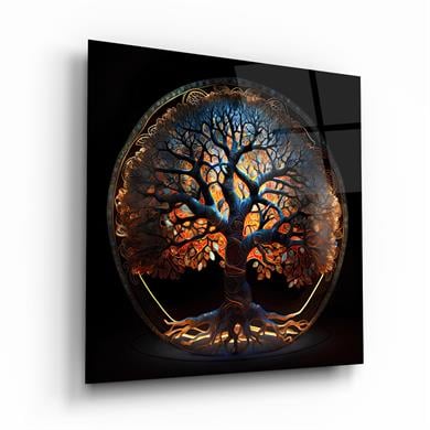 Hayat Ağacı 3 Kare Cam Tablo-Glass Art Concept