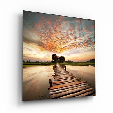 Manzara Kare Cam Tablo-Glass Art Concept