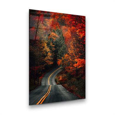 Sonbahar Manzarası Dikey Cam Tablo-Glass Art Concept