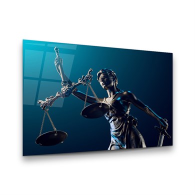 Themis Heykeli 4 Yatay Cam Tablo-Glass Art Concept