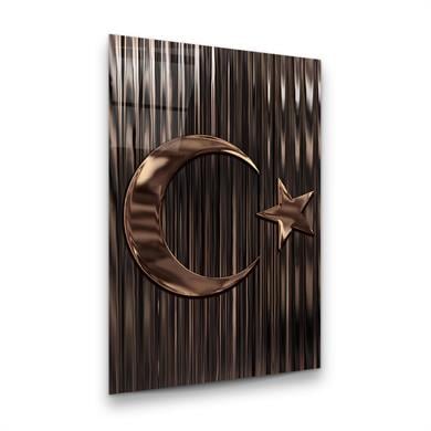 Türk Bayrağı Dikey Cam Tablo-Glass Art Concept