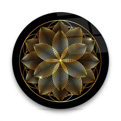 Yaşam Çiçeği 2 Yuvarlak Cam Tablo-Glass Art Concept
