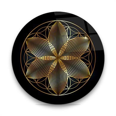 Yaşam Çiçeği Yuvarlak Cam Tablo-Glass Art Concept
