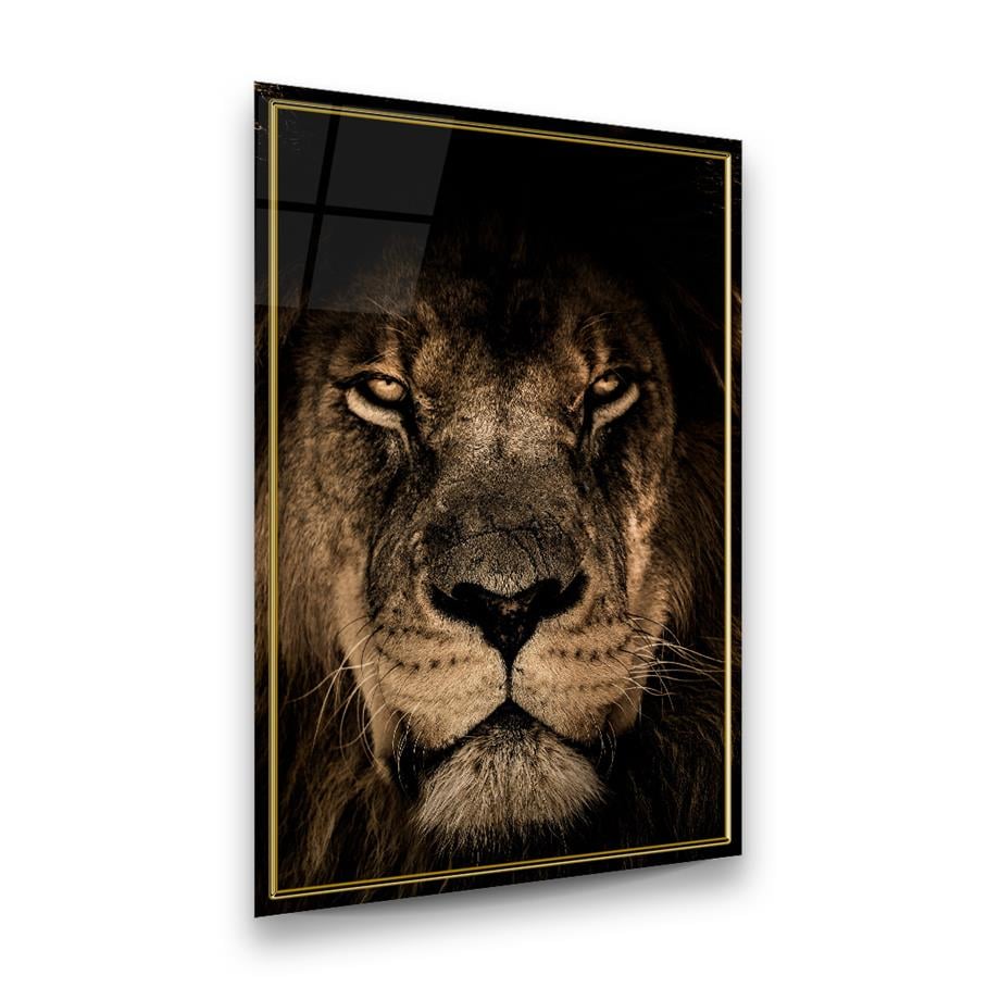 Aslan Dikey Cam Tablo-Glass Art Concept