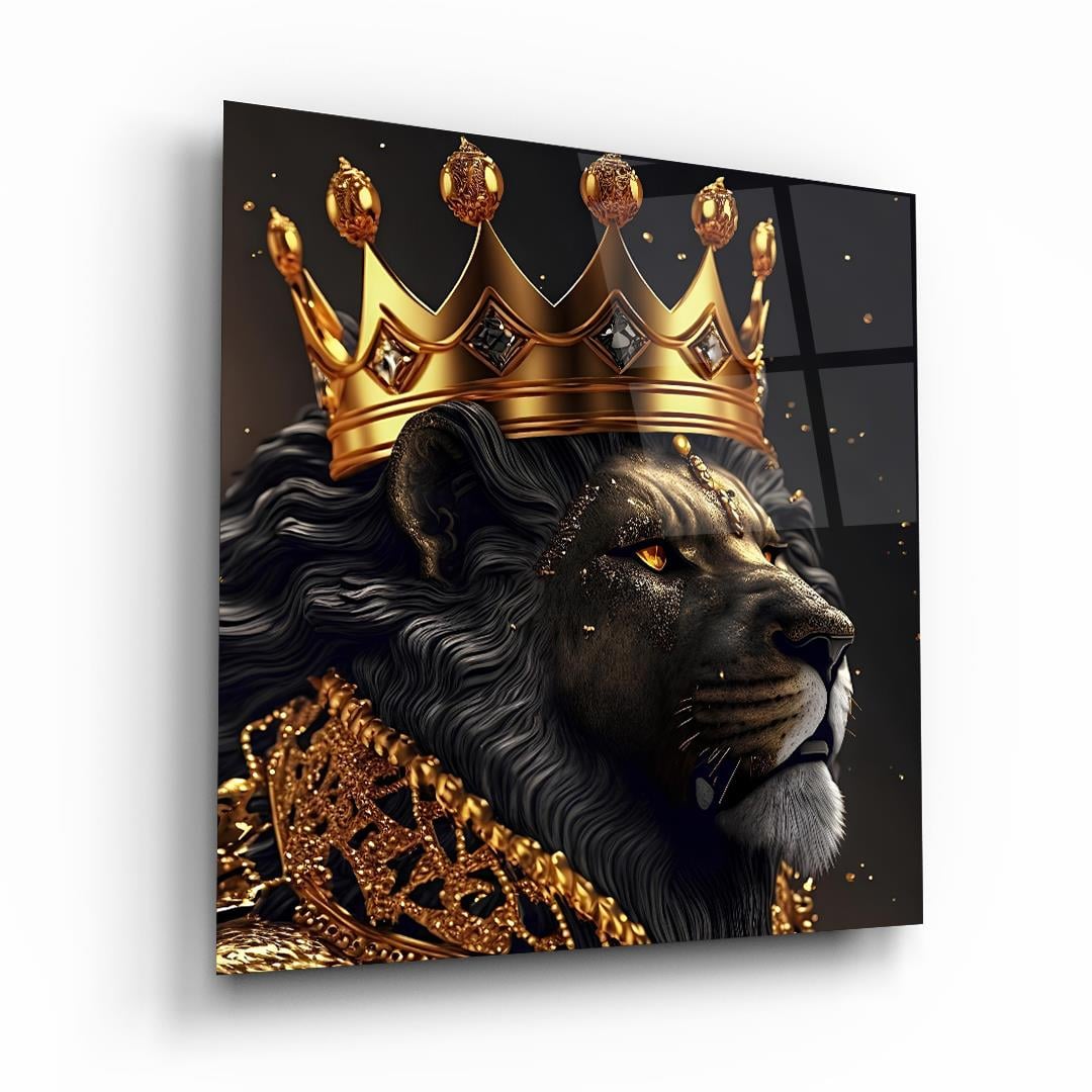 Aslan Kral 3 Kare Cam Tablo-Glass Art Concept