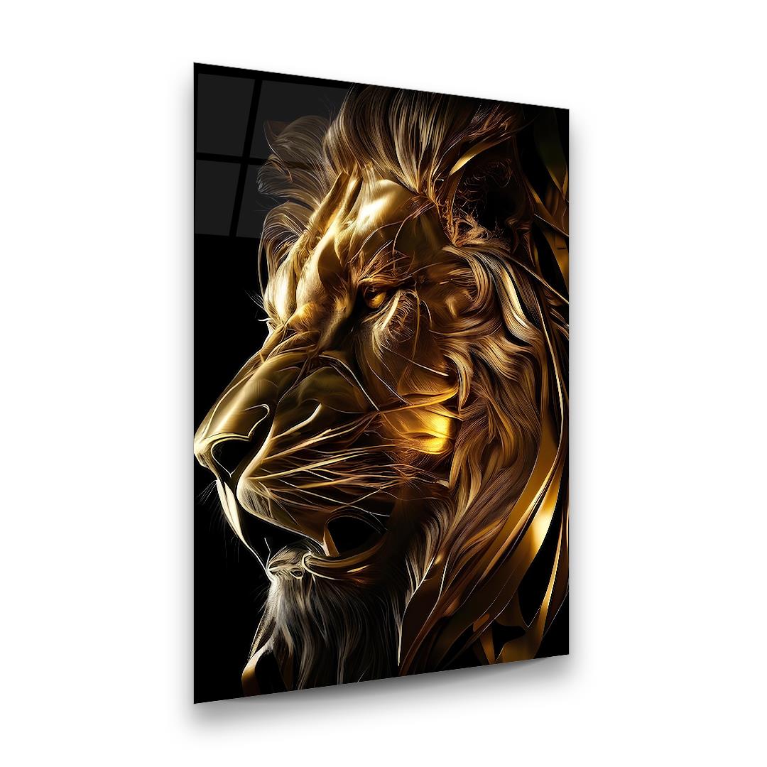 Aslan Manipülasyon 2 Dikey Cam Tablo-Glass Art Concept