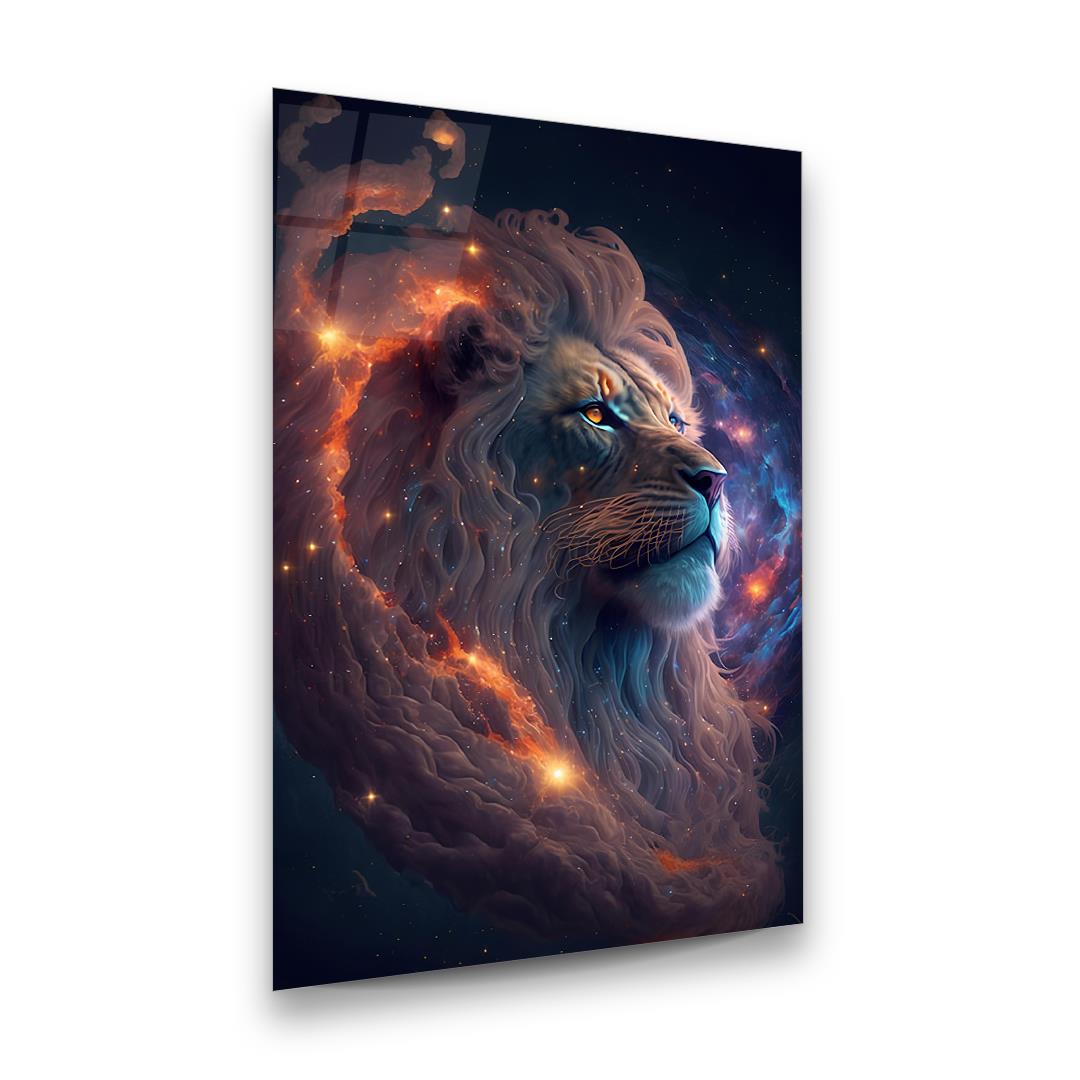 Aslan Manipülasyon 3 Dikey Cam Tablo-Glass Art Concept