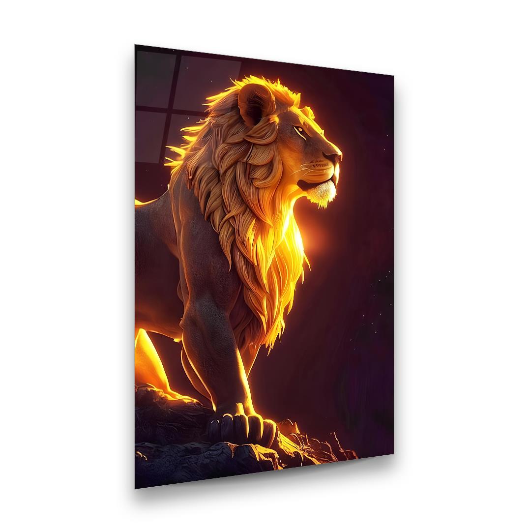 Aslan Manipülasyon Dikey Cam Tablo-Glass Art Concept