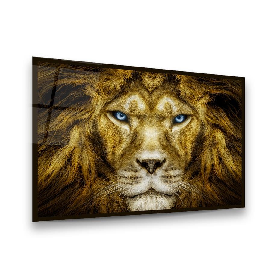 Aslan Yatay Cam Tablo-Glass Art Concept