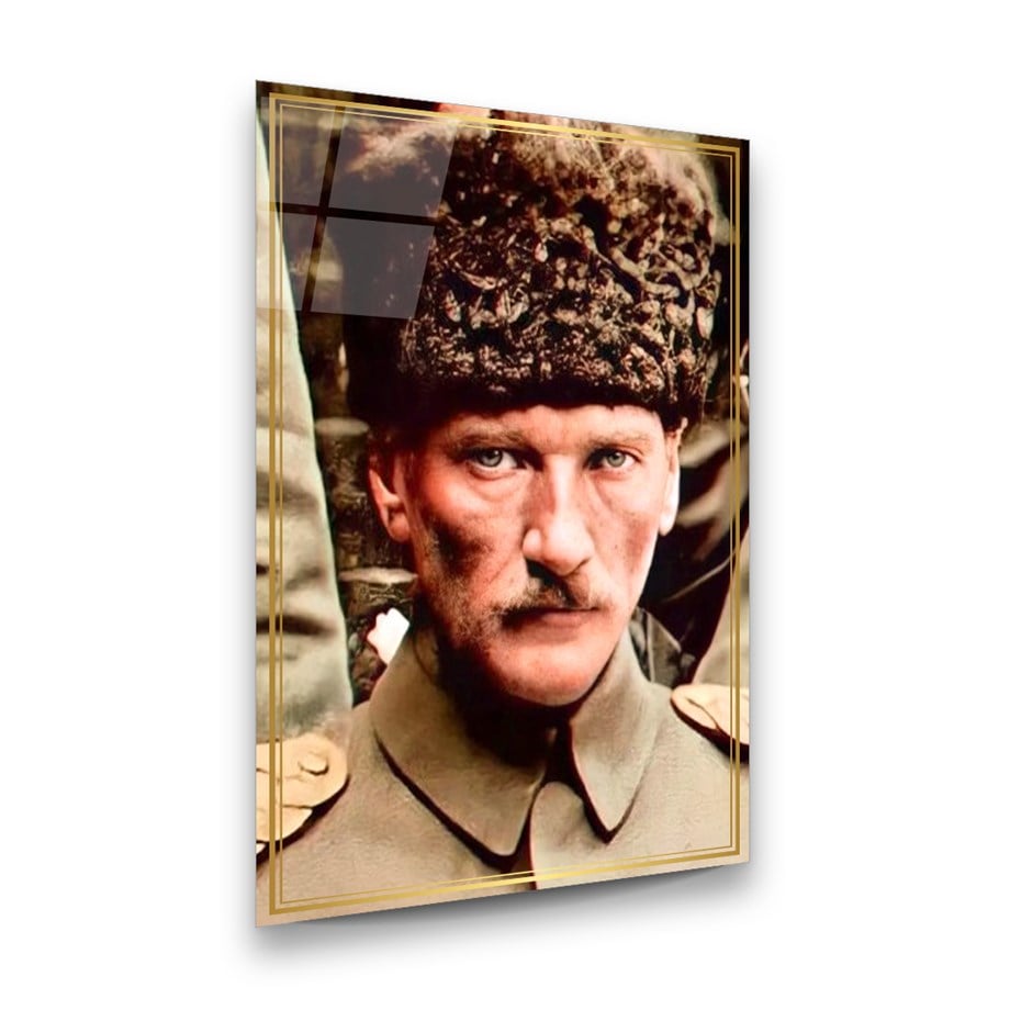Atatürk Dikey Cam Tablo-Glass Art Concept