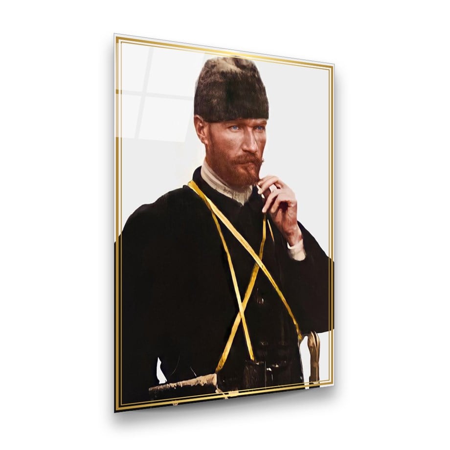 Atatürk Dikey Cam Tablo-Glass Art Concept