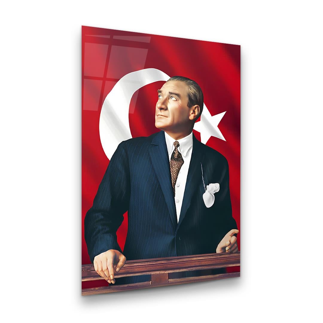 Atatürk Dikey Cam Tablo-Glass Art Concept