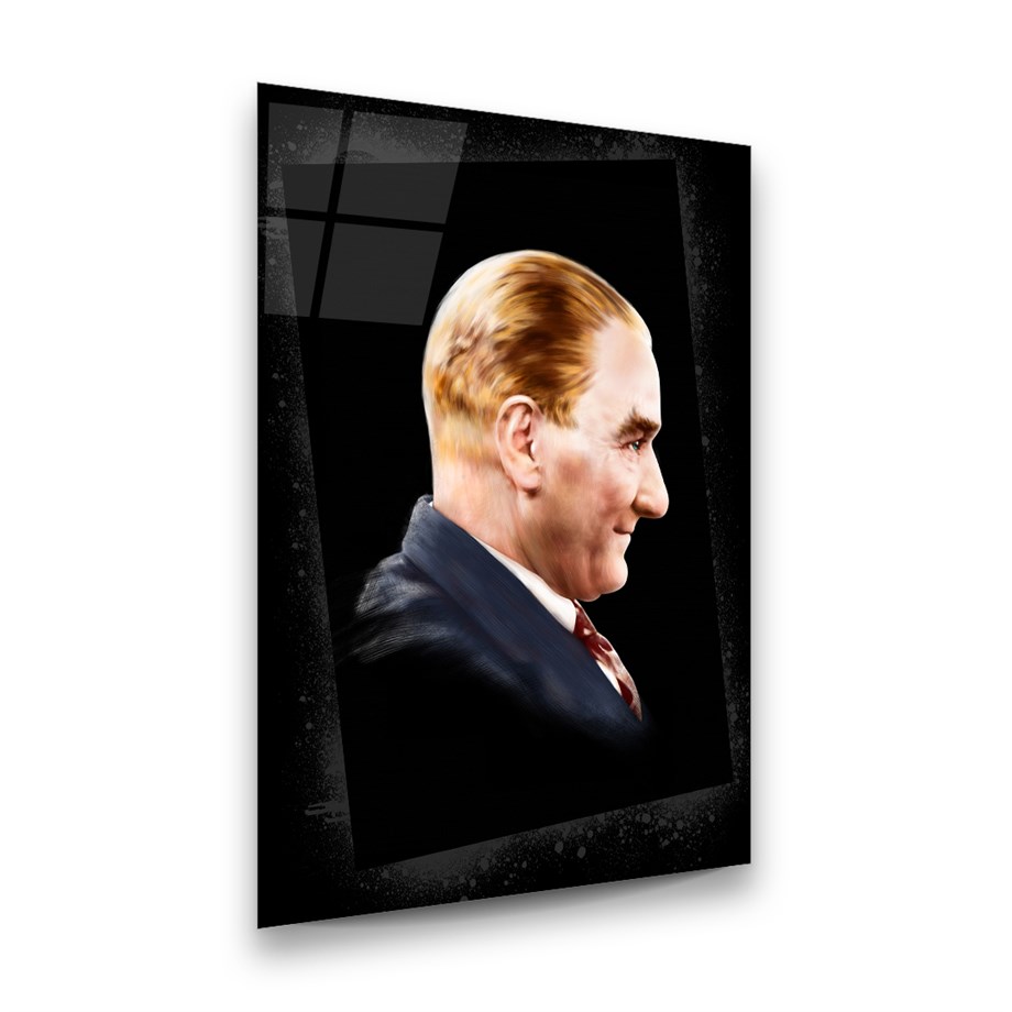 Atatürk Dikey Cam Tablo-Glass Art Concept