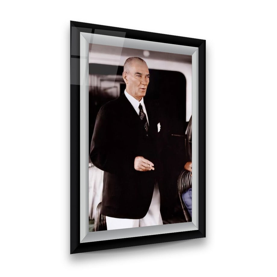 Atatürk Dikey Cam Tablo-Glass Art Concept