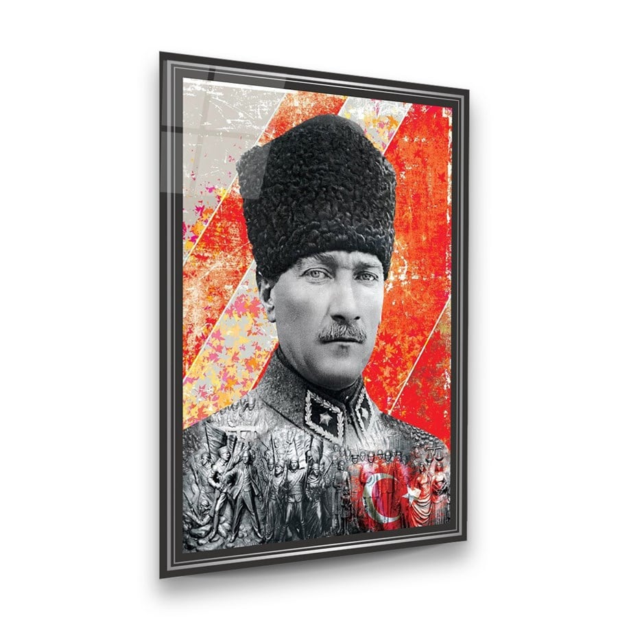 Atatürk Dikey Cam Tablo-Glass Art Concept