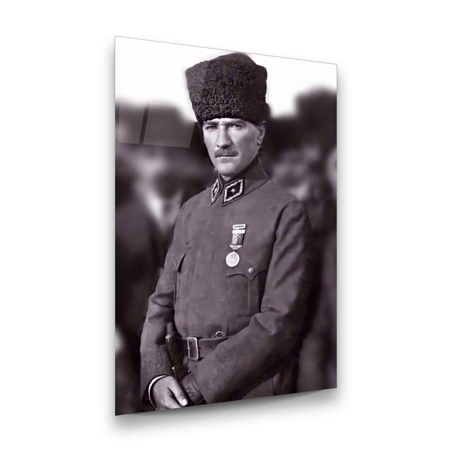 Atatürk Dikey Cam Tablo-Glass Art Concept
