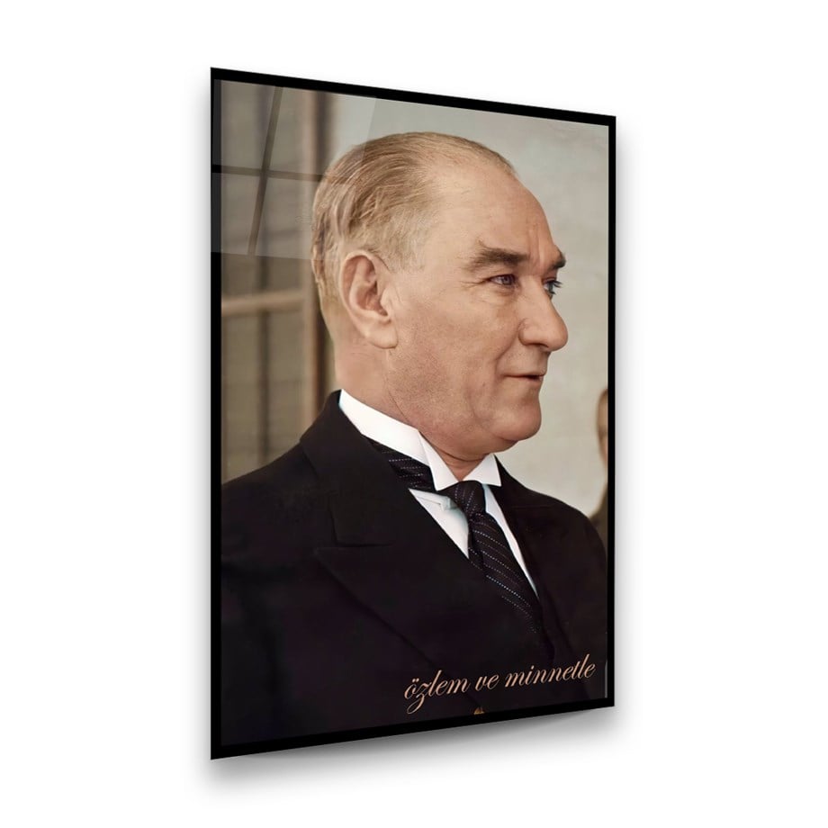 Atatürk Dikey Cam Tablo-Glass Art Concept