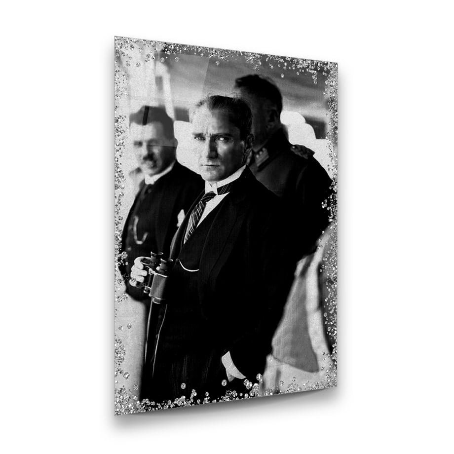 Atatürk Dikey Cam Tablo-Glass Art Concept