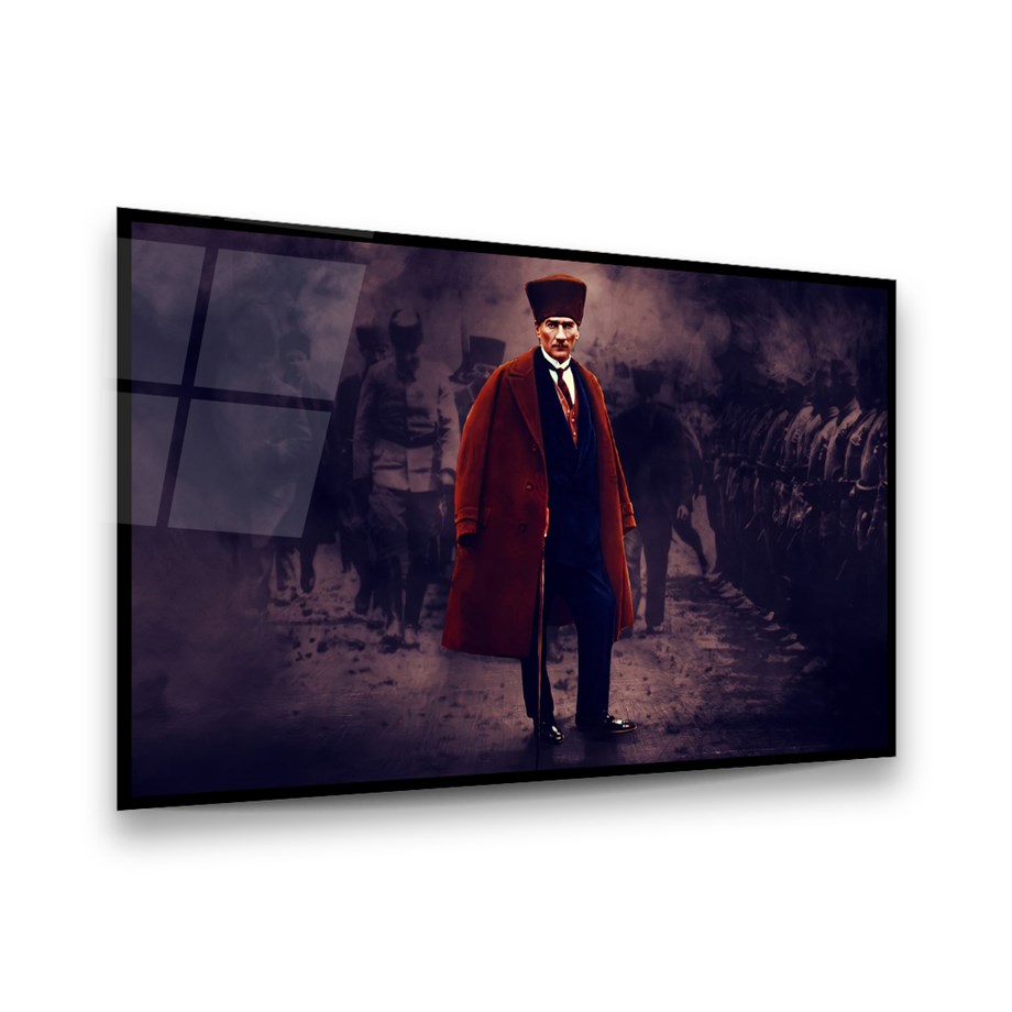 Atatürk Yatay Cam Tablo-Glass Art Concept