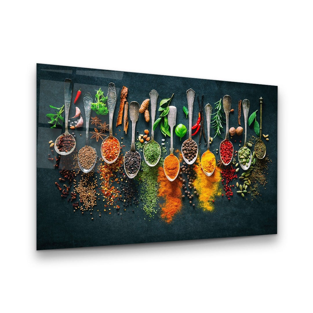Baharatlar 3 Yatay Cam Tablo-Glass Art Concept