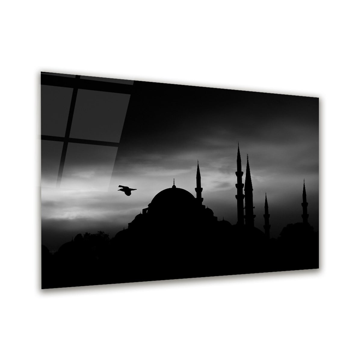 Cami Silüeti Yatay Cam Tablo