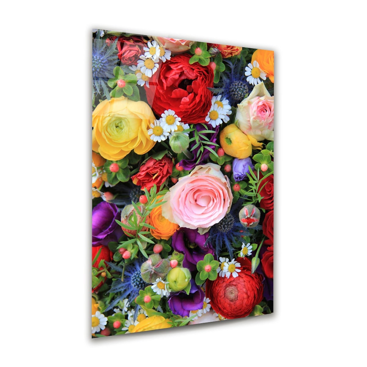 Çiçekler Dikey Cam Tablo