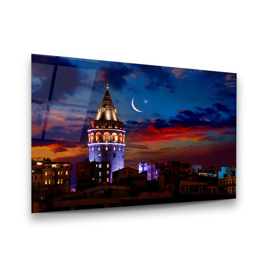 Galata Kulesi Yatay Cam Tablo-Glass Art Concept