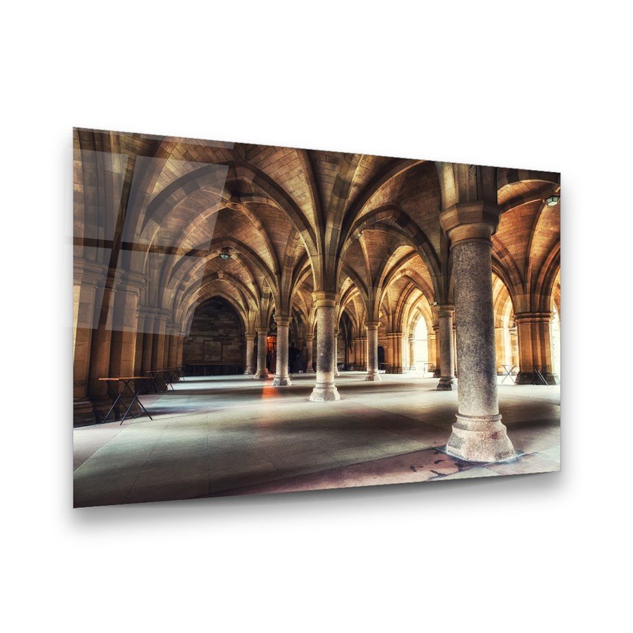 Glasgow Üniversitesi Mimarisi Yatay Cam Tablo-Glass Art Concept