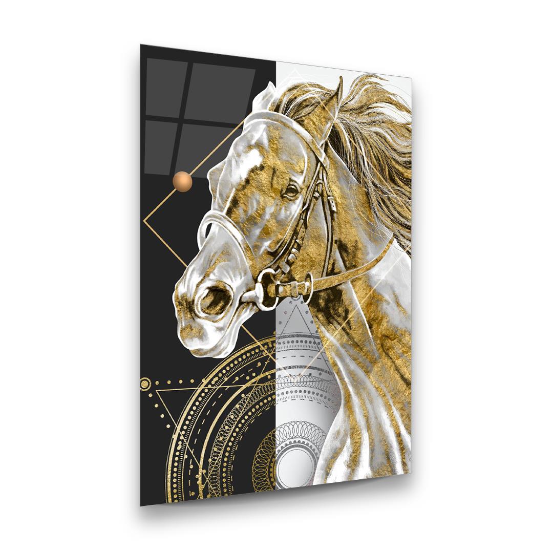 Gold At Dikey Cam Tablo-Glass Art Concept