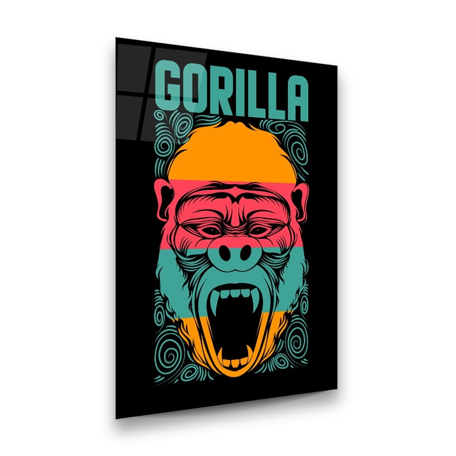 Gorilla Dikey Cam Tablo-Glass Art Concept