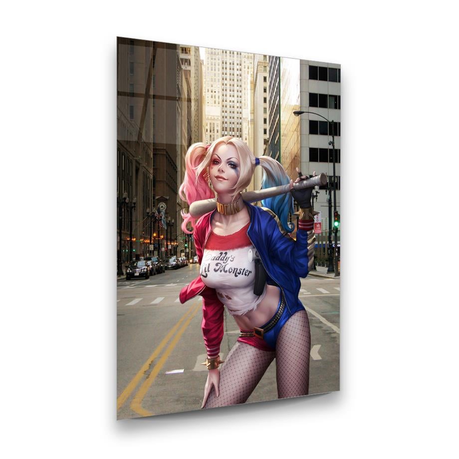 Harley Quinn Dikey Cam Tablo-Glass Art Concept