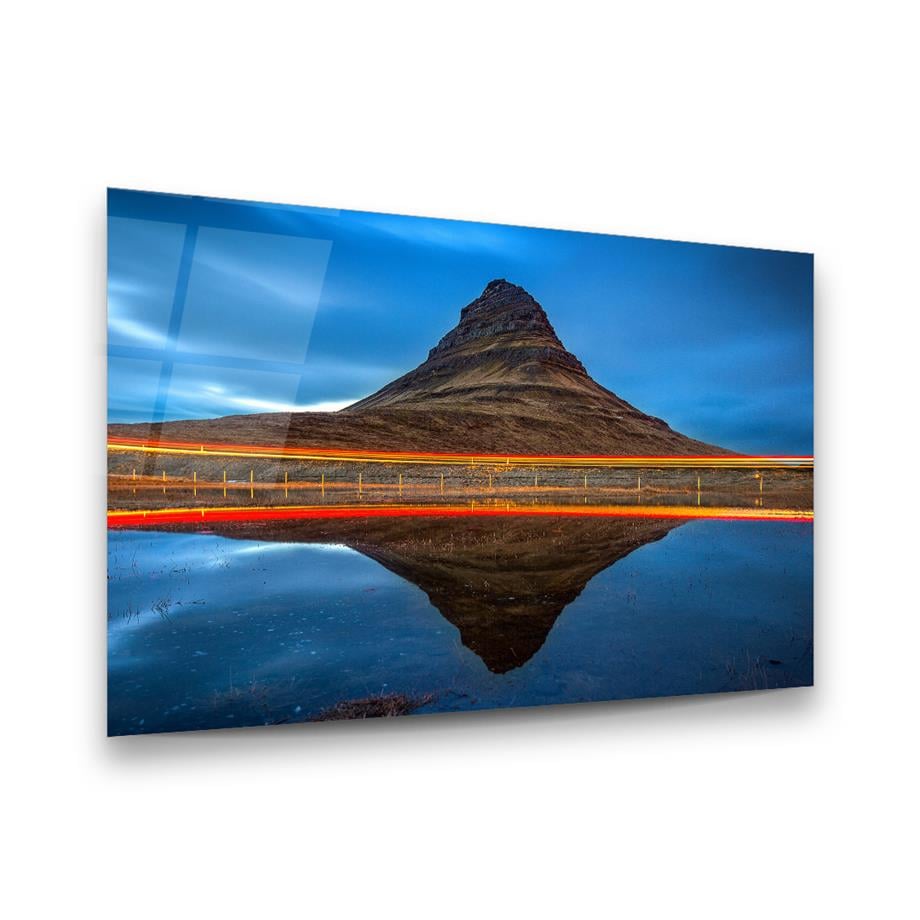 İzlanda Kirkjufell Dağı Yatay Cam Tablo-Glass Art Concept