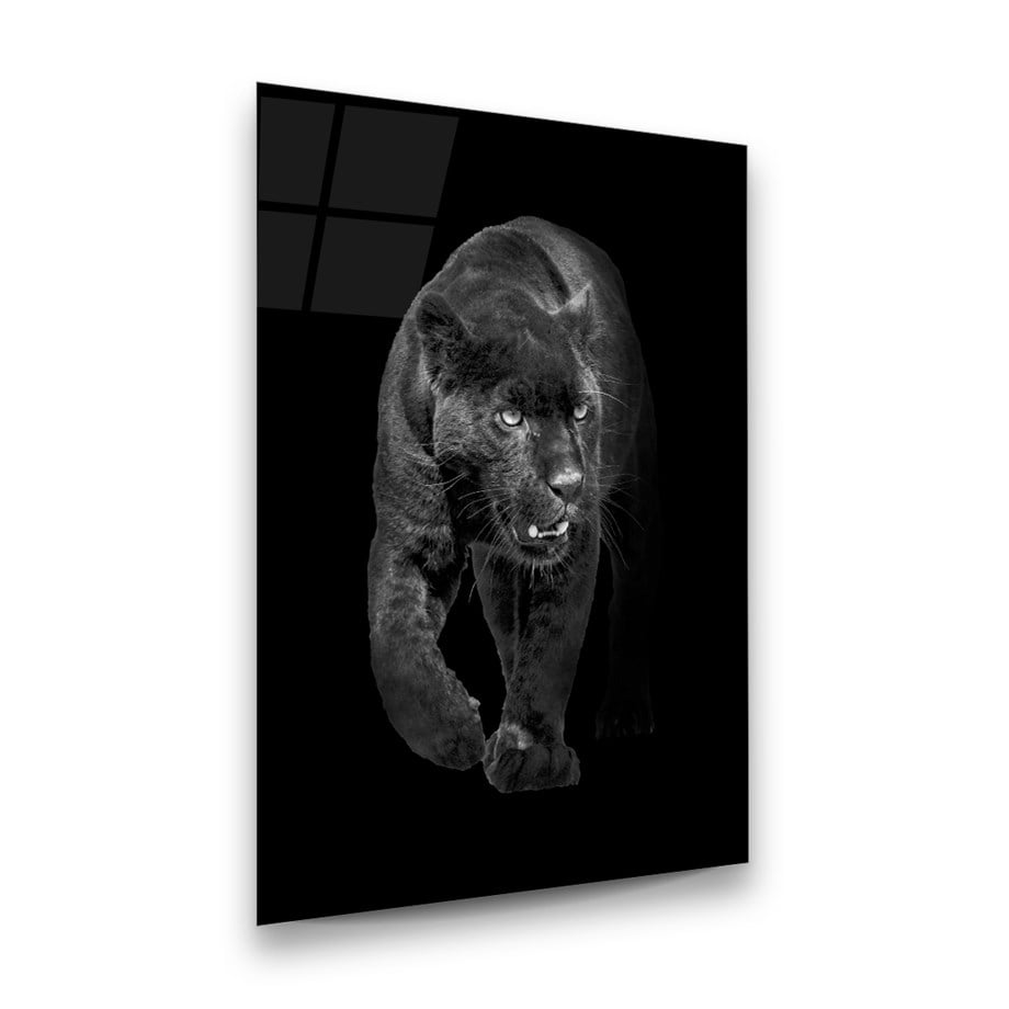 Jaguar Dikey Cam Tablo-Glass Art Concept
