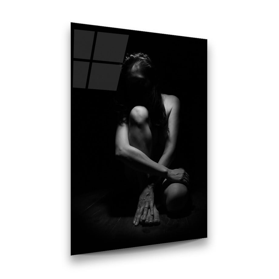 Kadın Dikey Cam Tablo-Glass Art Concept
