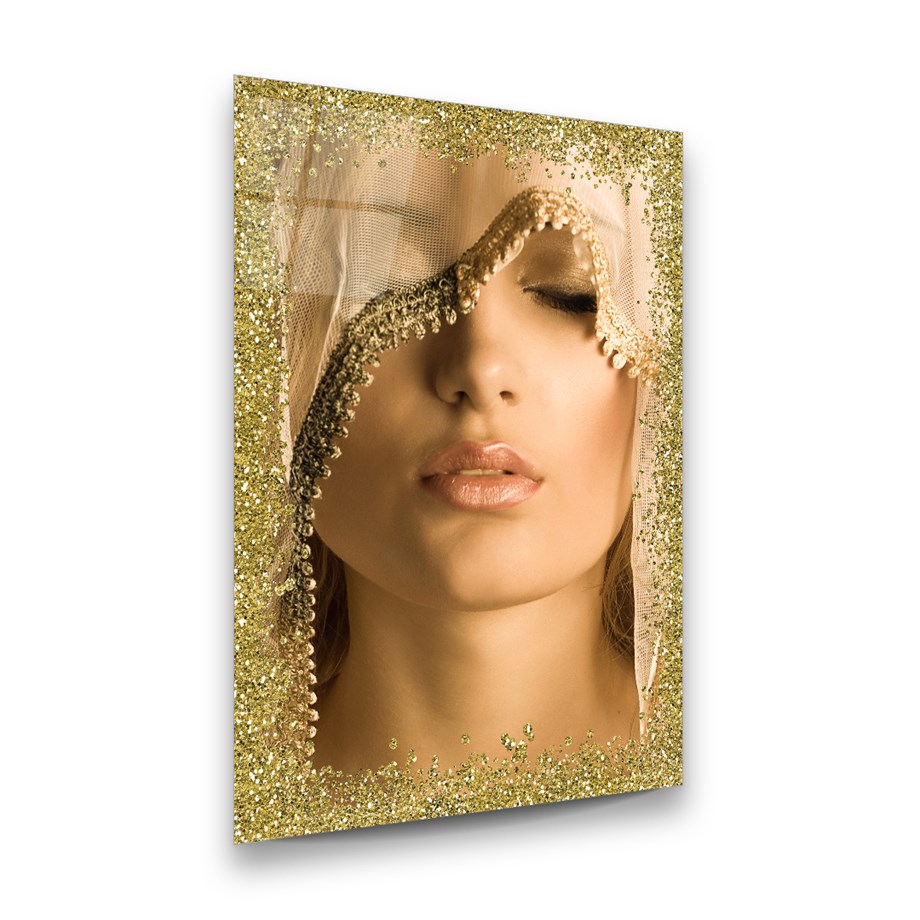 Kadın Dikey Cam Tablo-Glass Art Concept