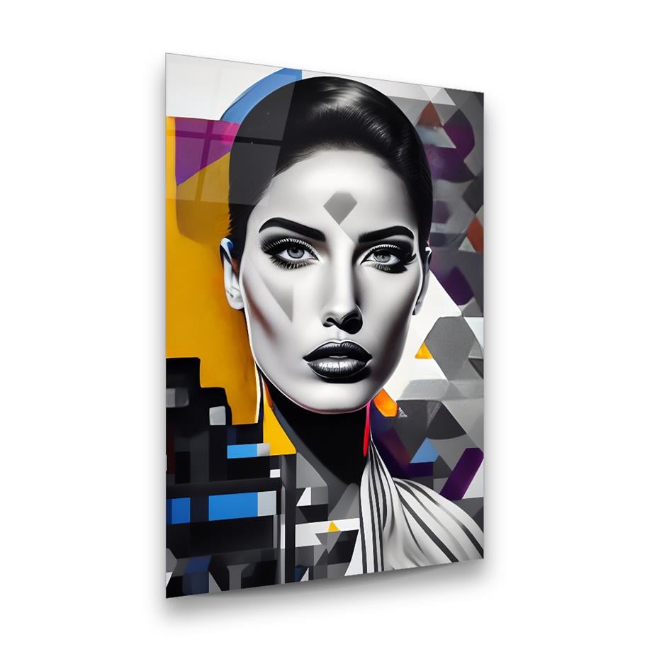 Kadın Figürü Poster Dikey Cam Tablo-Glass Art Concept
