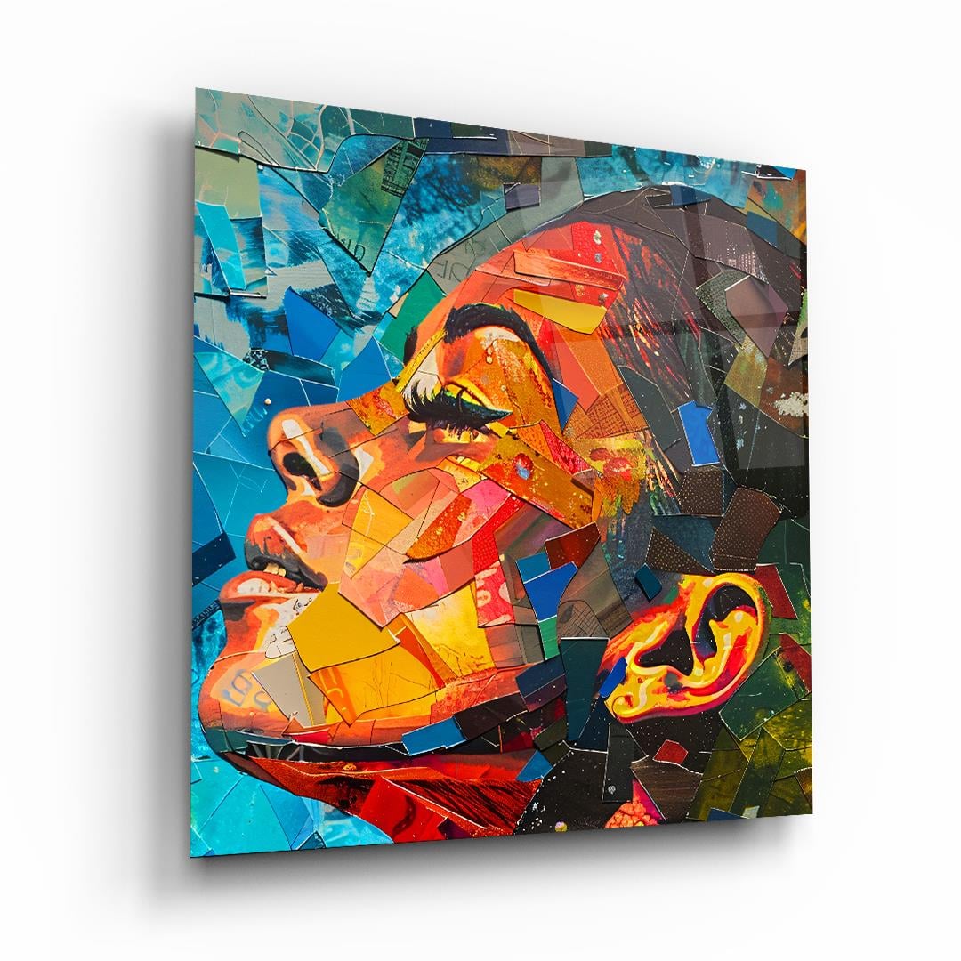 Kadın Manipülasyon Kare Cam Tablo-Glass Art Concept