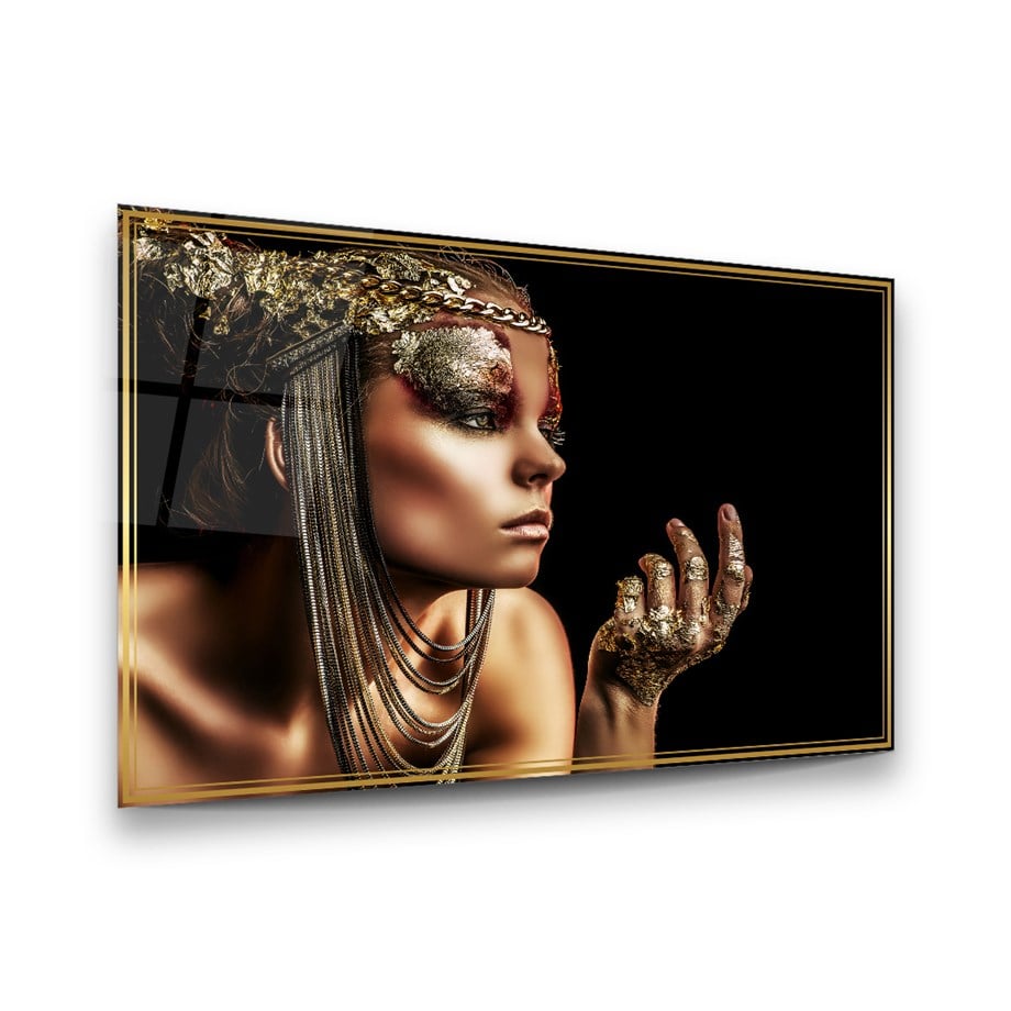 Kadın Yatay Cam Tablo-Glass Art Concept
