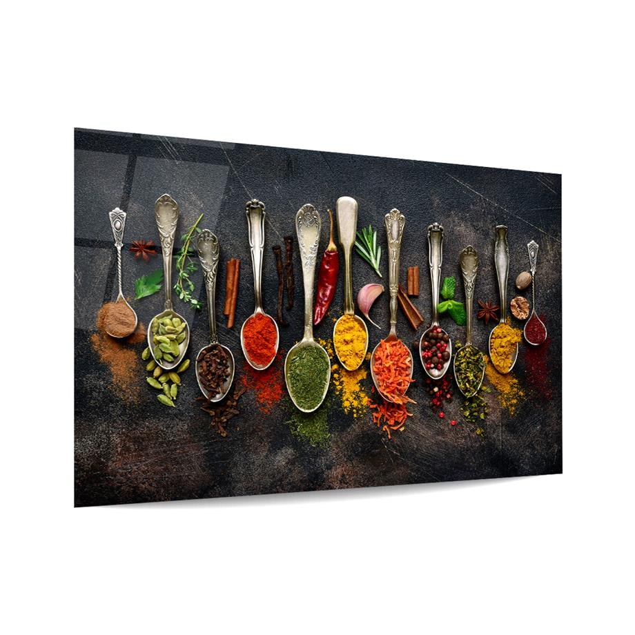 Karışık Baharatlar Yatay Cam Tablo-Glass Art Concept