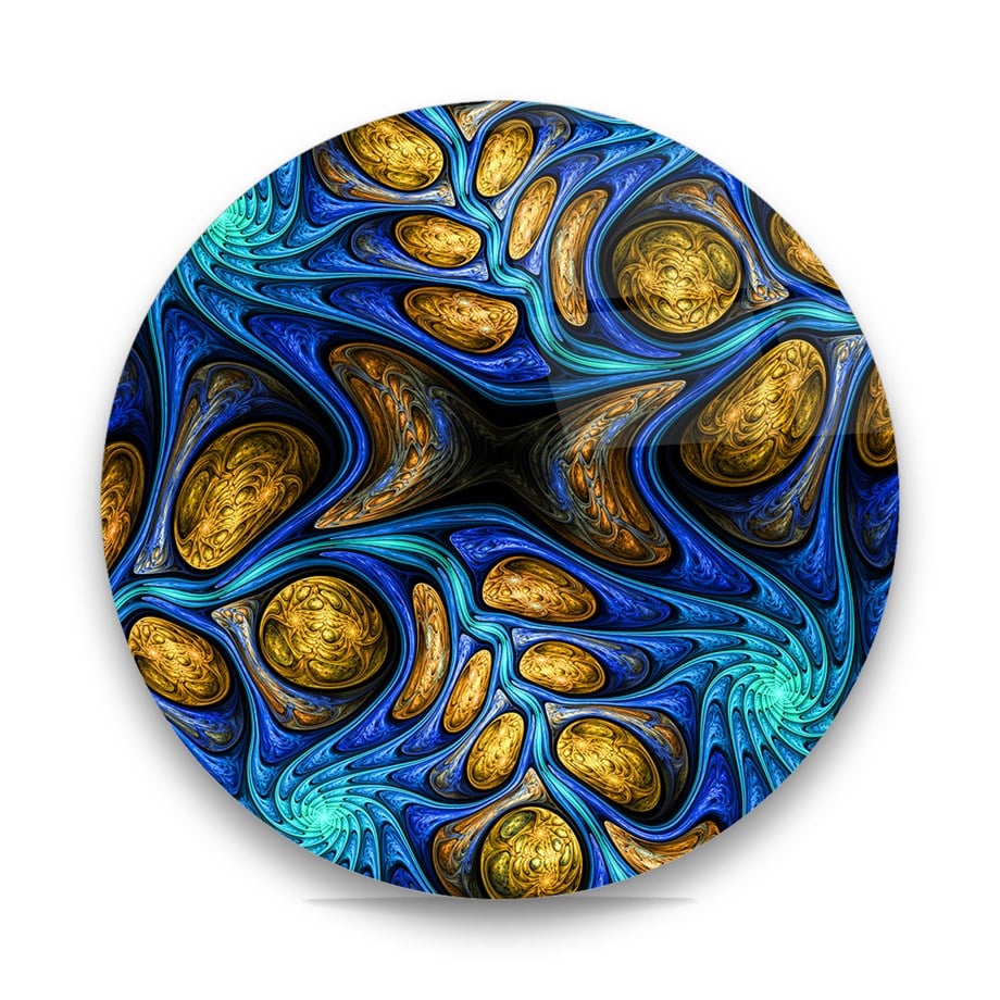 Karışık Desenler Yuvarlak Cam Tablo-Glass Art Concept