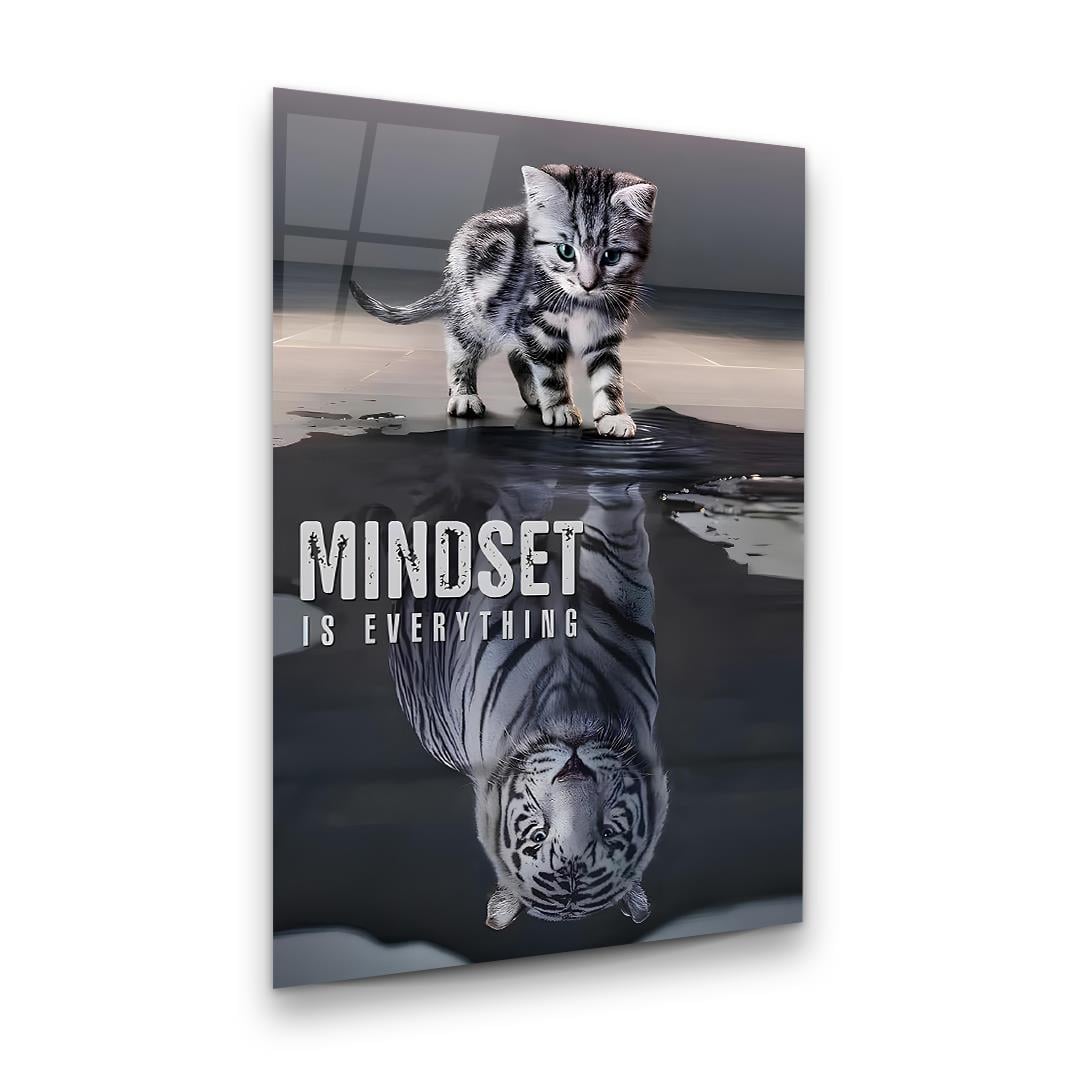 Kedi Kaplan Manipülasyon Dikey Cam Tablo-Glass Art Concept