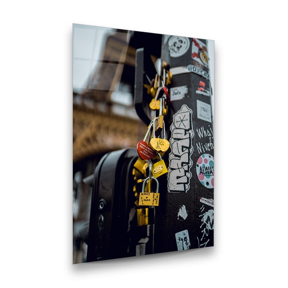 Kilitler Dikey Cam Tablo-Glass Art Concept