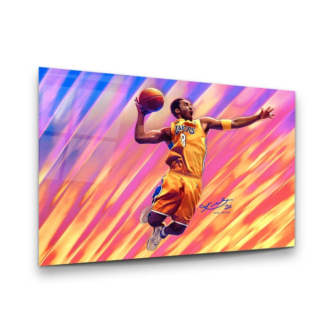 Kobe Bryant Yatay Cam Tablo-Glass Art Concept