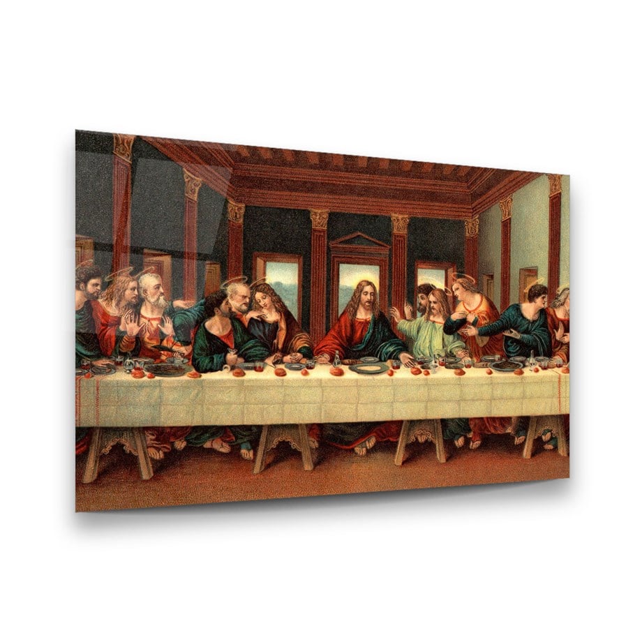 Leonardo da Vinci - Son Akşam Yemeği Yatay Cam Tablo-Glass Art Concept