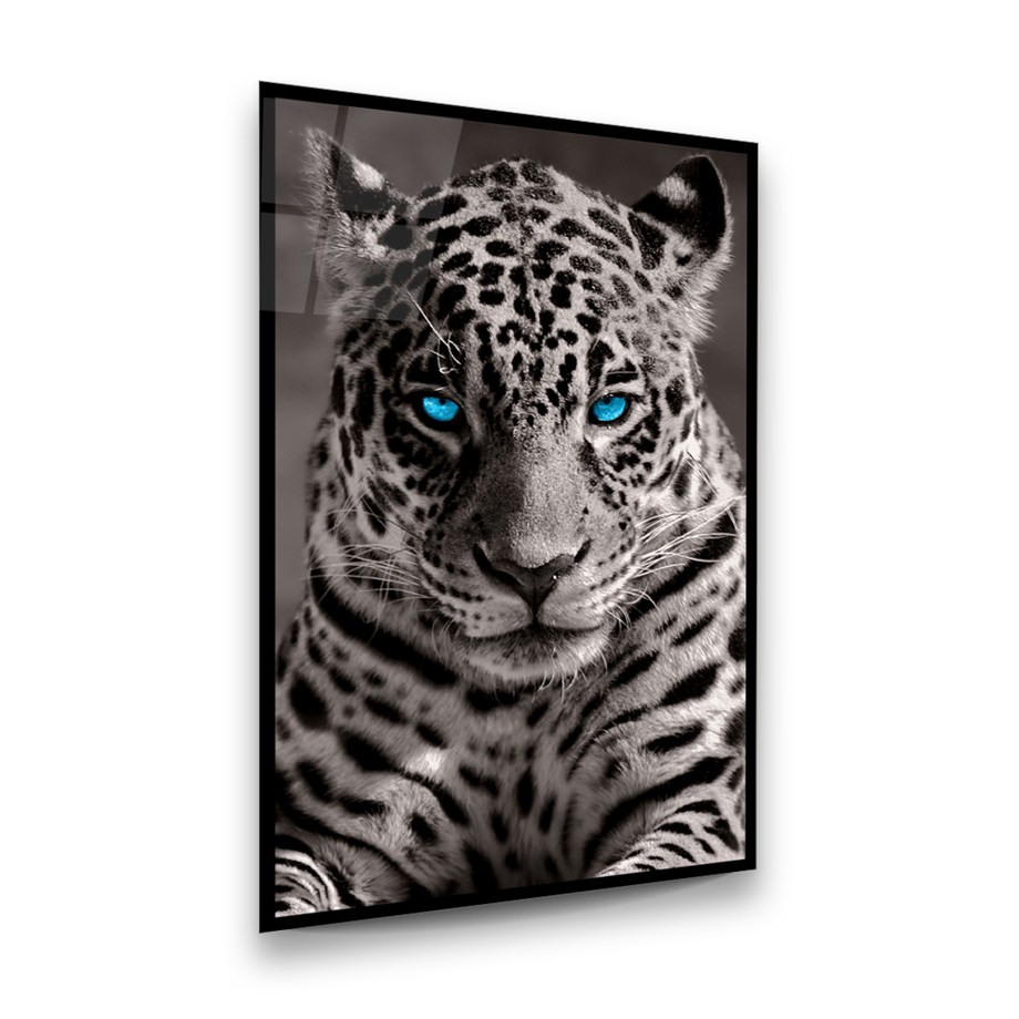 Leopar Dikey Cam Tablo-Glass Art Concept