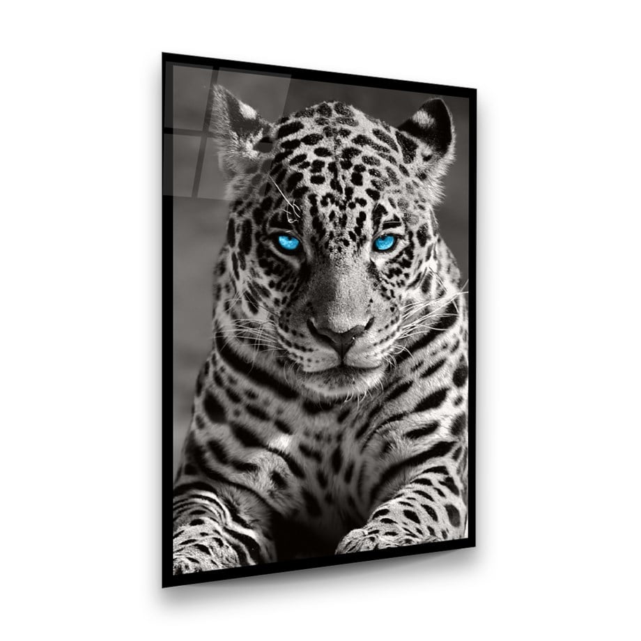 Leopar Dikey Cam Tablo-Glass Art Concept