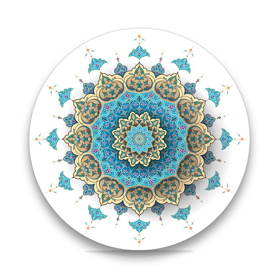 Mandala Yuvarlak Cam Tablo-Glass Art Concept