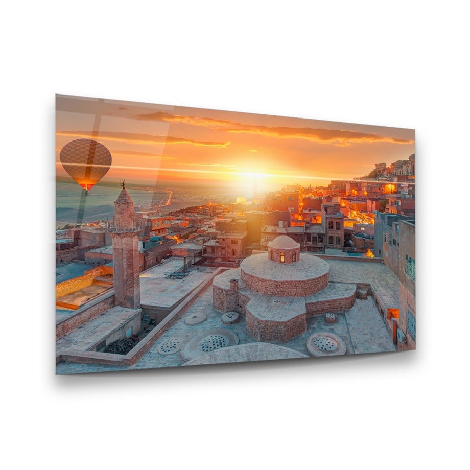 Mardin Evleri Yatay Cam Tablo-Glass Art Concept